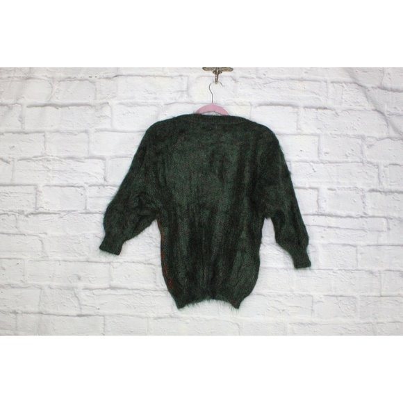 Vintage Mac Clyde Green Houndstooth Mohair Wool Sweater Size S - Picture 4 of 8